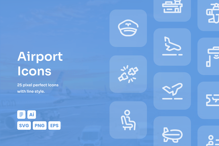 Airport Dashed Line Icons