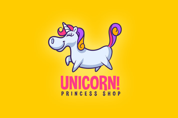 Cartoon Cute Unicorn Mascot Logo