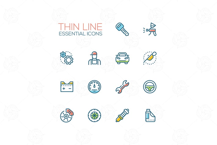 Essential icons - modern vector single thick line 