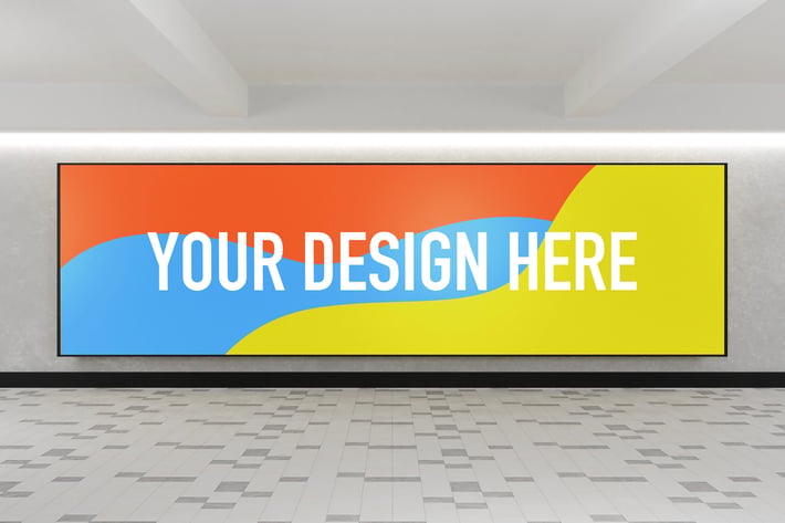 YDM Indoor Advertising Billboard Mockup