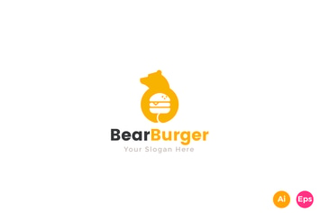 Bear Burger Food Logo Template