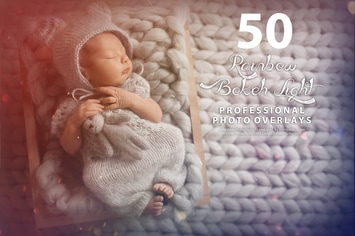 50 Rainbow Bokeh Light Leak Photo Overlays
