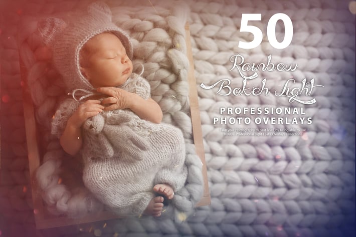 50 Rainbow Bokeh Light Leak Photo Overlays