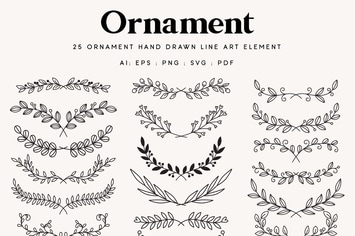 25 Leaves Wreath  and Laurels Element