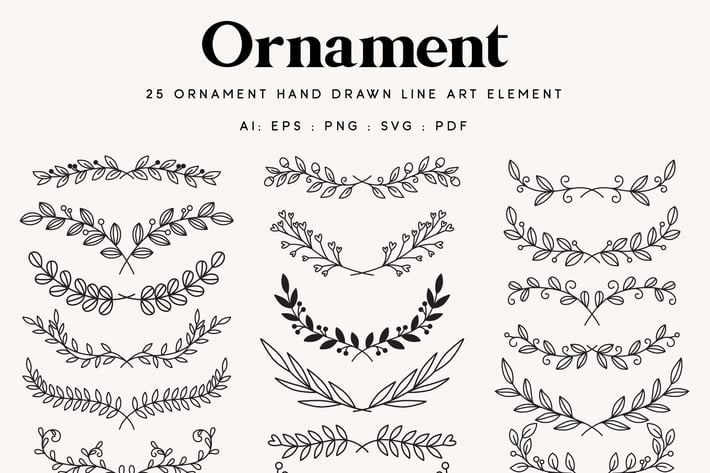 25 Leaves Wreath  and Laurels Element