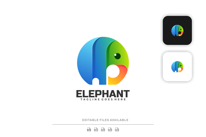 Elephant Gradient Colorful Logo