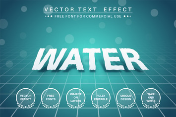 Water paper - editable text effect,  font style