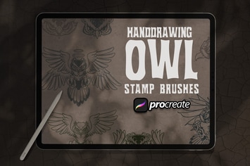 Owl Handrawing Brush Stamp Procreate 