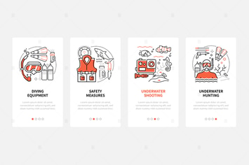 Diving and Fishing - Line Design Style Web Banners