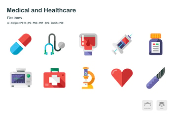 Medical and Healthcare Flat Colored Icons