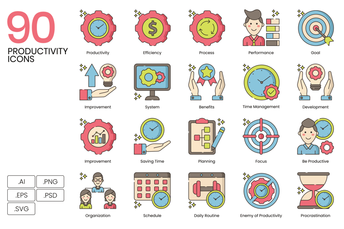 90 Productivity Line Icons