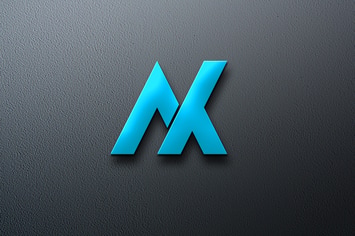 Blue on wall logo mockup
