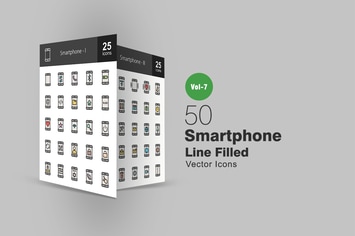 50 Smartphone Filled Line Icons