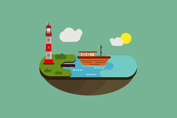 Sea Flat Landscape - Illustration BG
