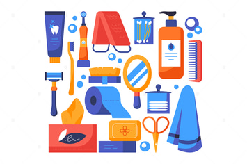 Personal hygiene - flat design style elements