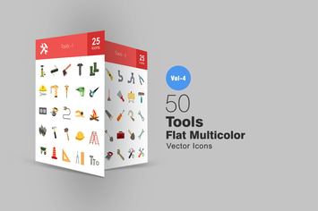 50 Tools Flat Multicolor Icons