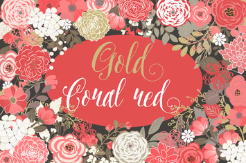 Vector Gold Coral Red floral elements