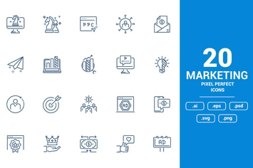 Flat line icons design - Marketing