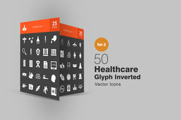 50 Healthcare Glyph Inverted Icons