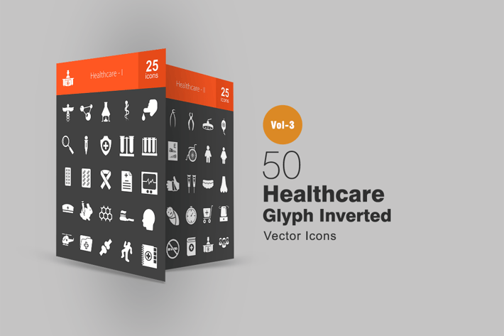 50 Healthcare Glyph Inverted Icons