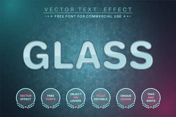 Cloudy glass  - editable text effect, font style