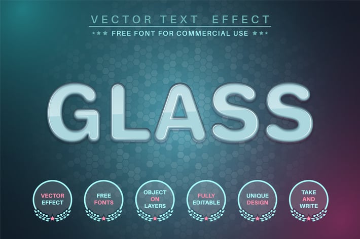 Cloudy glass  - editable text effect, font style