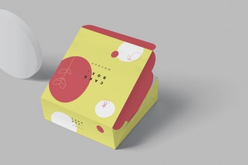 Large Square Cake Cardboard Box Mockups