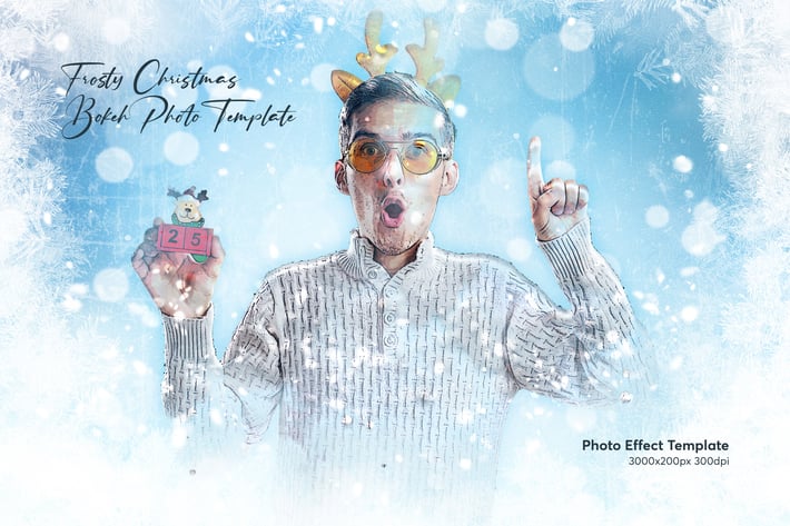 Frosty Christmas Bokeh Photo Effect Template