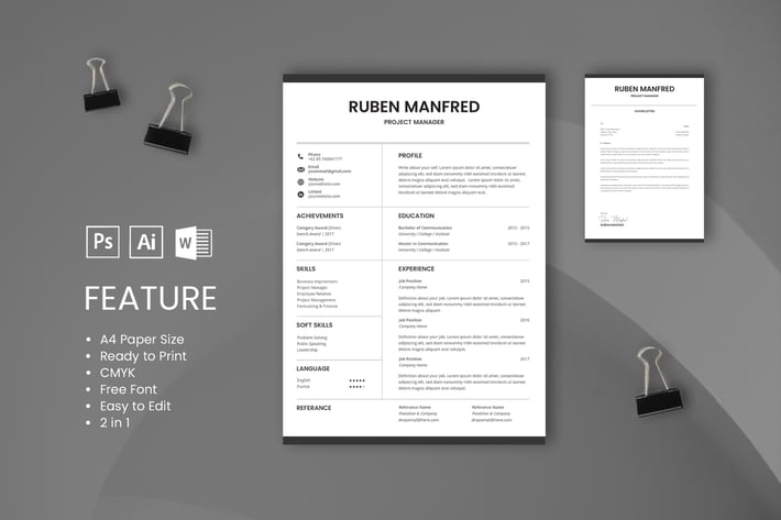 Professional CV And Resume Template Manfred