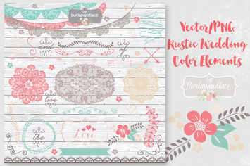 Vector/PNG  Rustic Wedding  Color Elements