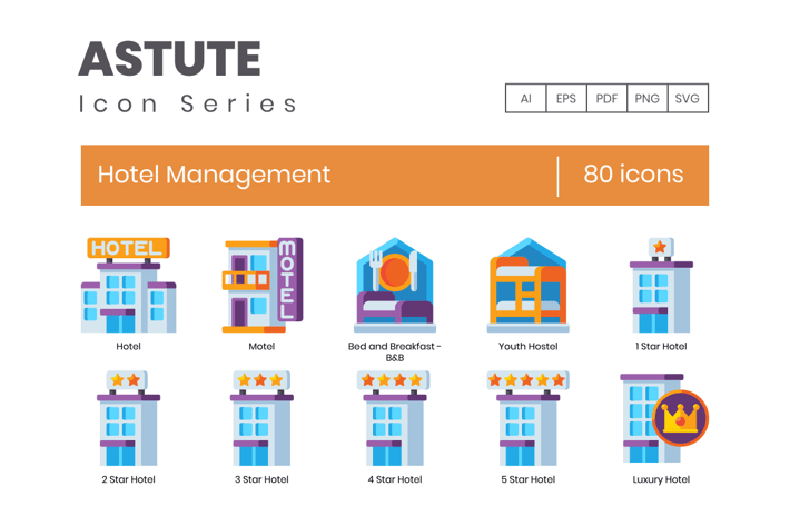 80 Hotel Management Icons