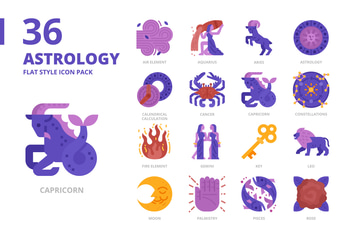 Astrology Flat Style Icon Set