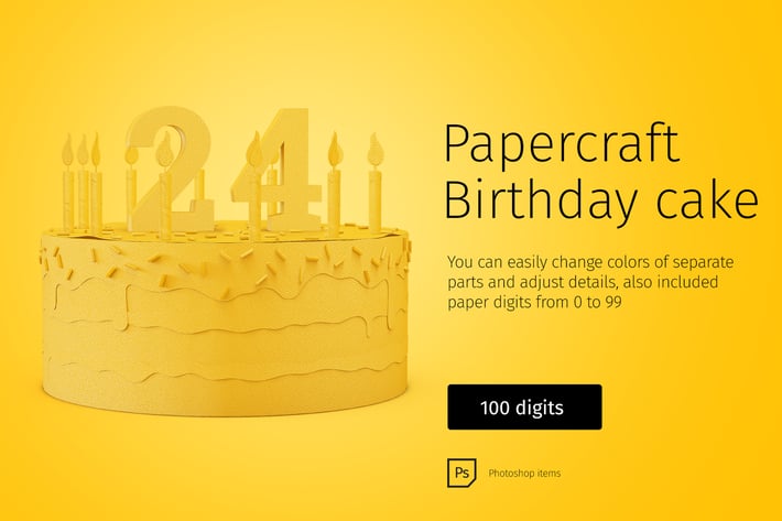 Paper model Birthday Cake DIY