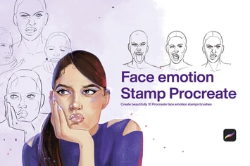 10 Face Emotion Stamps Procreate