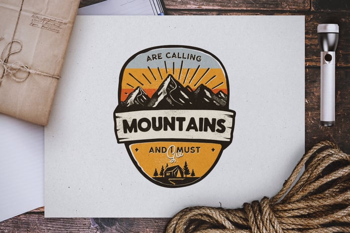 Mountains Calling Badge / Vintage Travel Logo