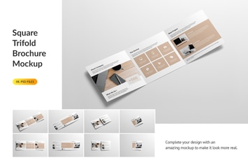 Square Trifold Brochure Mockup