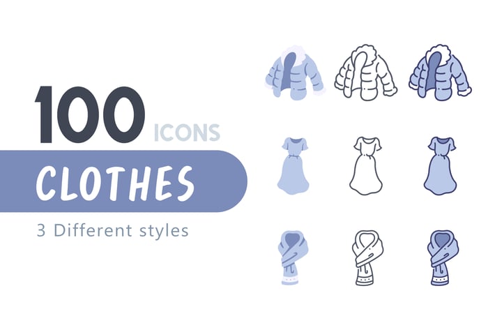 100 Clothes icon set
