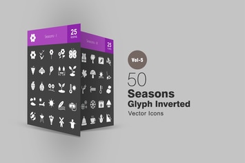 50 Seasons Glyph Inverted Icons