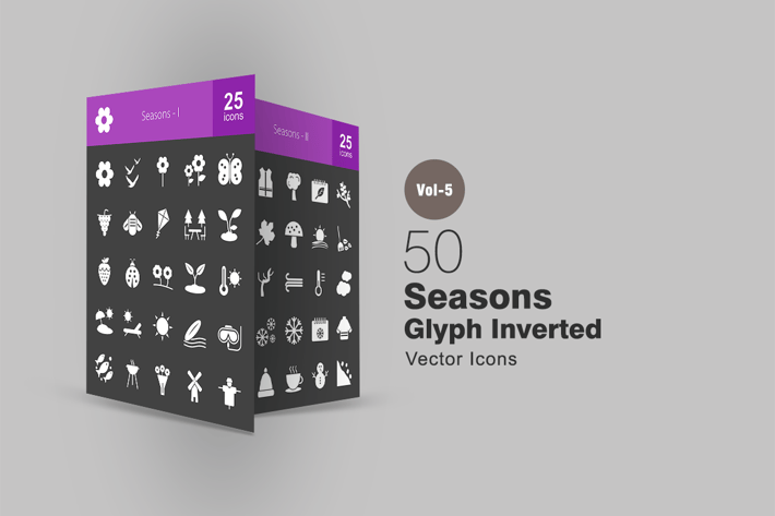 50 Seasons Glyph Inverted Icons