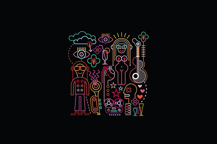 Abstract art composition on a black background