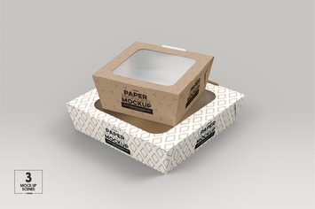 Paper Tapered Window Boxes Packaging Mockup