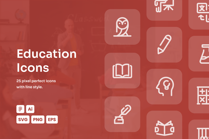 Education Dashed Line Icons