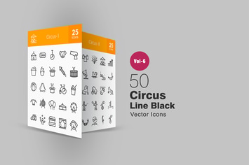 50 Circus Line Icons