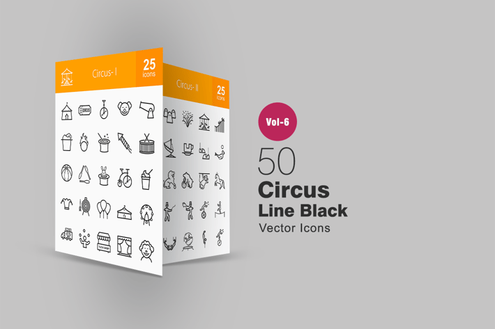 50 Circus Line Icons