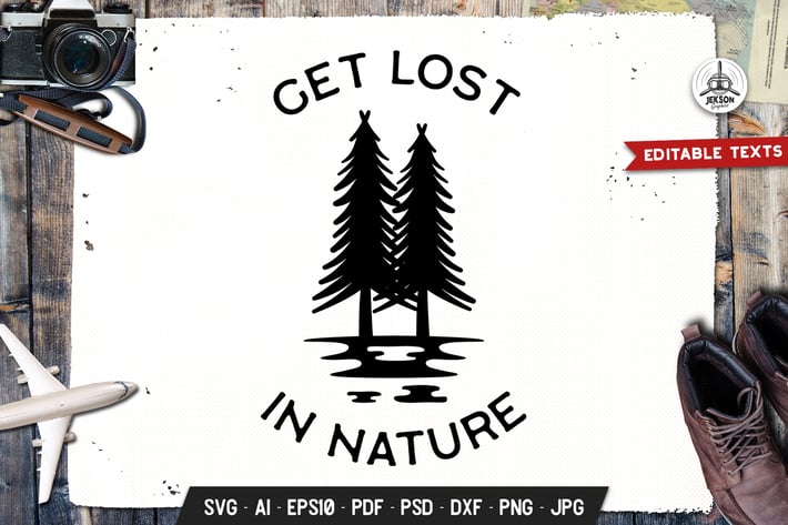 Get Lost Nature Logo Adventure, Retro Print Shirt