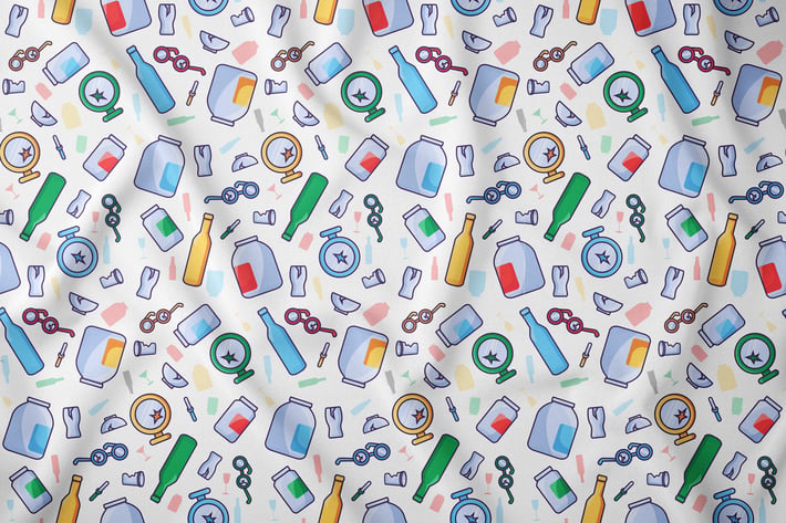 Glass Waste Seamless Pattern