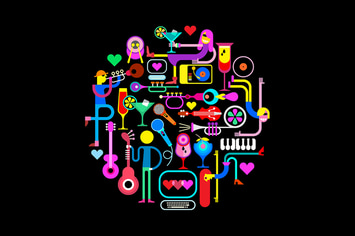 Music Party Round Shape Vector Illustration
