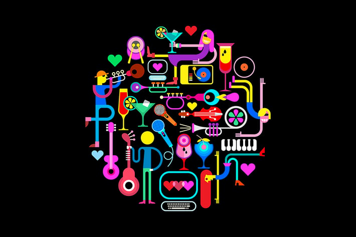 Music Party Round Shape Vector Illustration