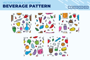 Food and Beverage doodle pattern
