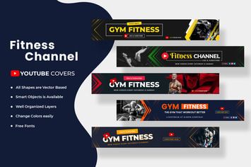 Fitness YouTube Channel Banners Template